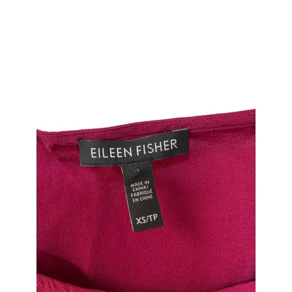 EILEEN FISHER Silk Georgette Crêpe Lantern Sleeve Dress XS Valentines - Picture 4 of 10